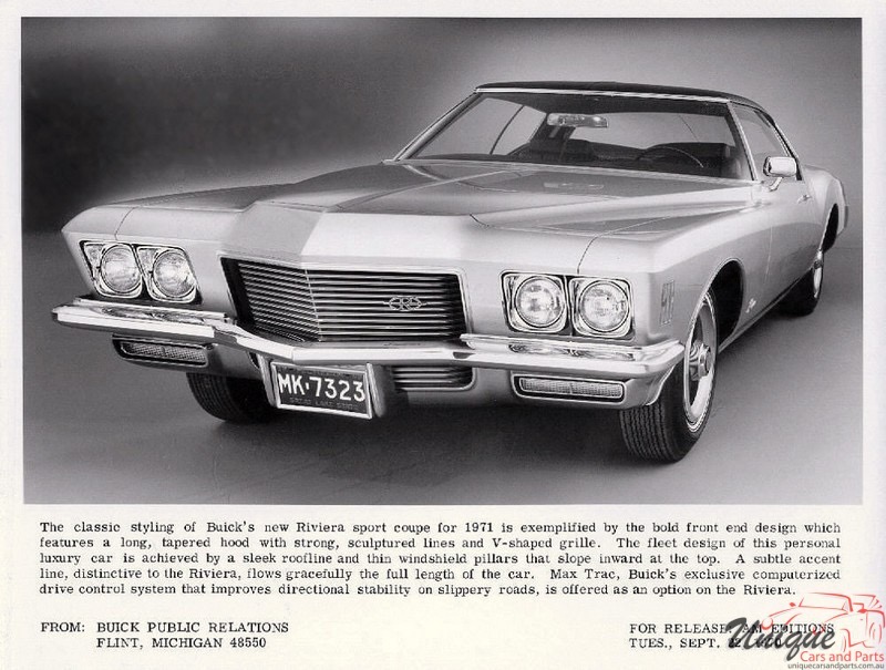 1971 Buick Riviera Press Release